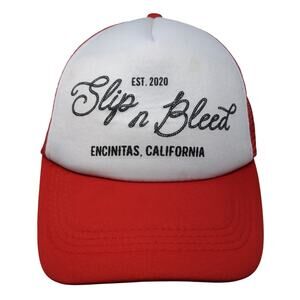 Est. 2020 Slip N Bleed Encinitas California Trucker Hat Red OS Adjustable Toptie